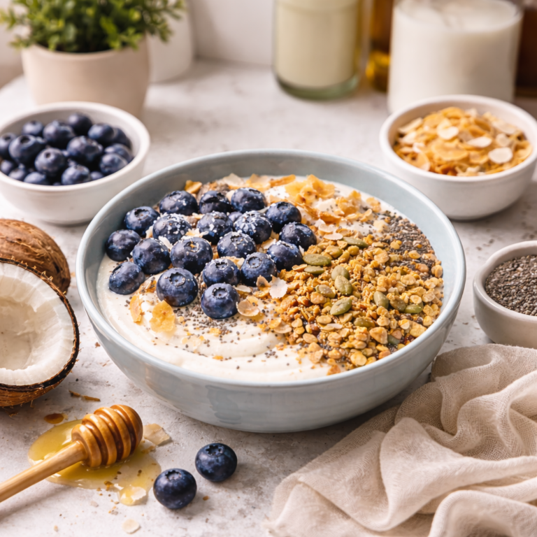 blueberry coconut gut bowl by remedy in recipe
