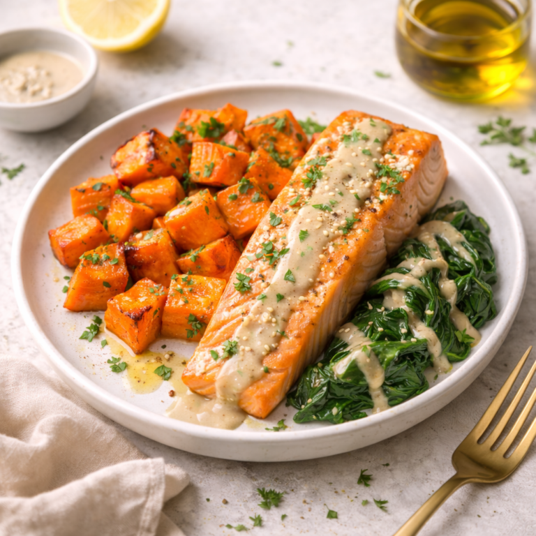 Lemon Tahini Salmon Digestive Plate